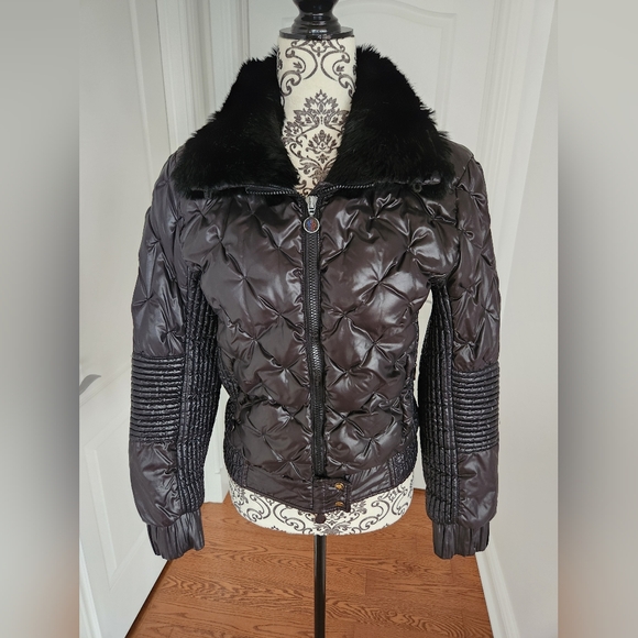 Moncler Women Black Down Jacket Bomber Size 1/S - Picture 5 of 16